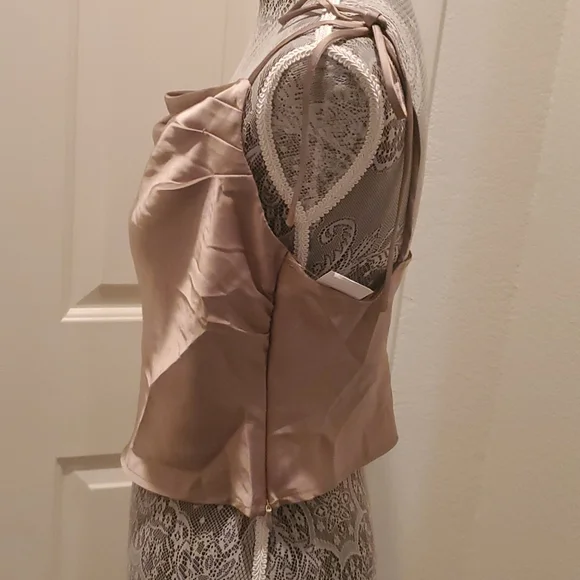 Fore Womens Beige Satin Tie Strap Party Cami Top NWT sz L - Picture 4 of 9